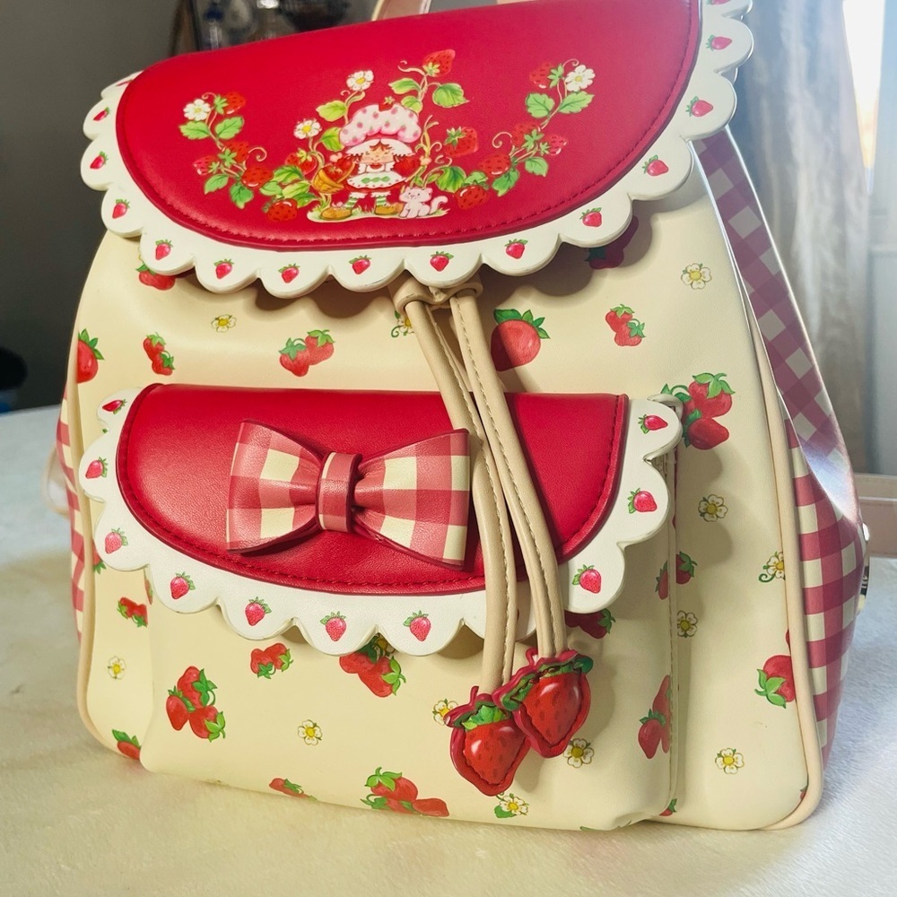 Strawberry Shortcake Gingham Check Plaid Mini Backpack Bag - Picture 4 of 9